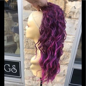 Purple drawstring ponytail curly